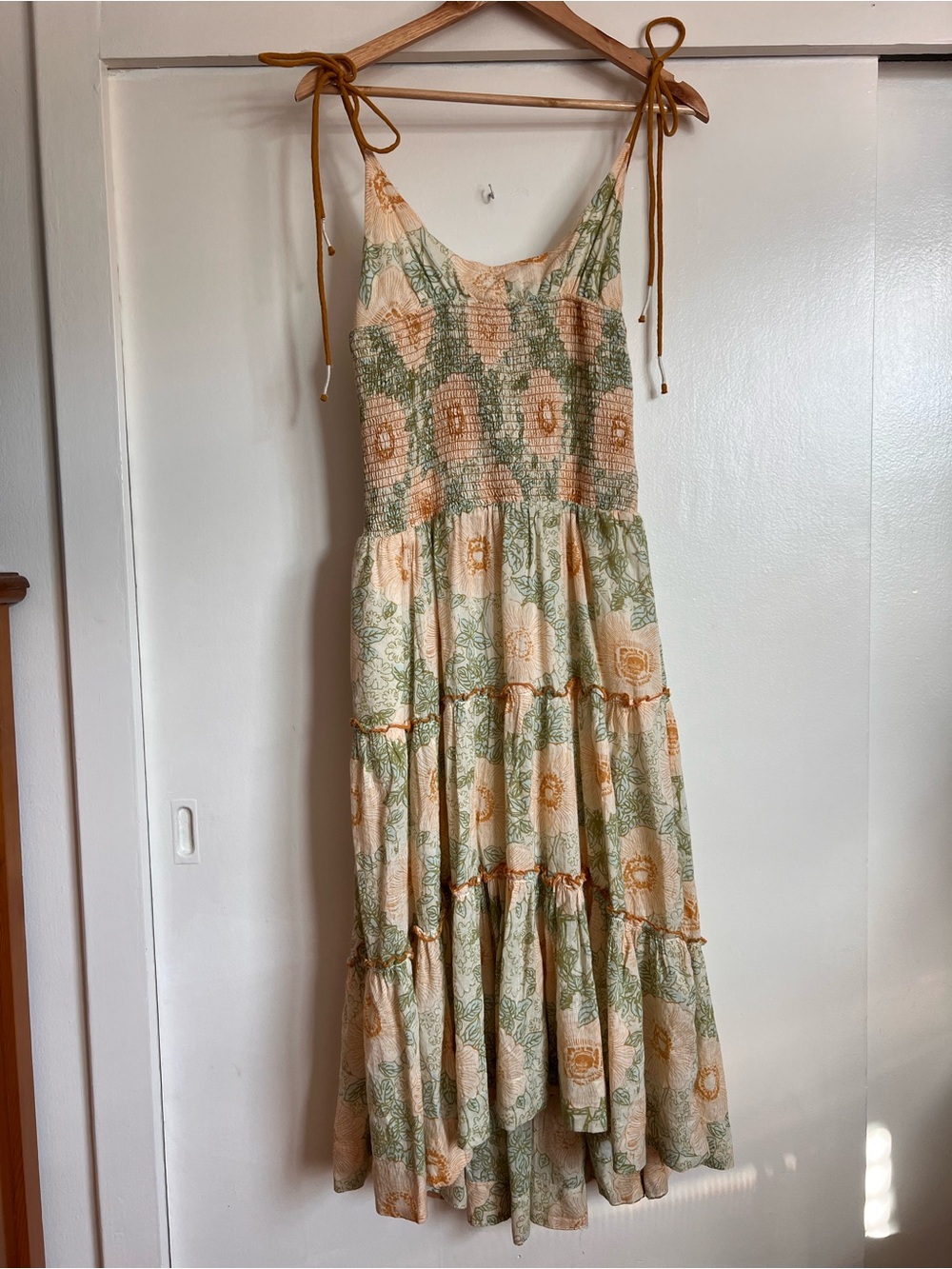 FREE PEOPLE NWT Adriel Tie Strap Tiered Midi Dress Size M